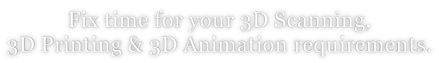 Fix time for your 3D Scanning,  3D Printing & 3D Animation requirements.